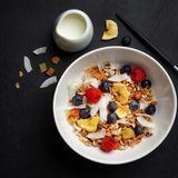 Ein Bircher-Müsli von oben fotografiert
