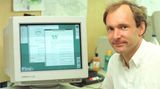 Tim Berners-Lee 1989 am CERN vor einem Webbrowser