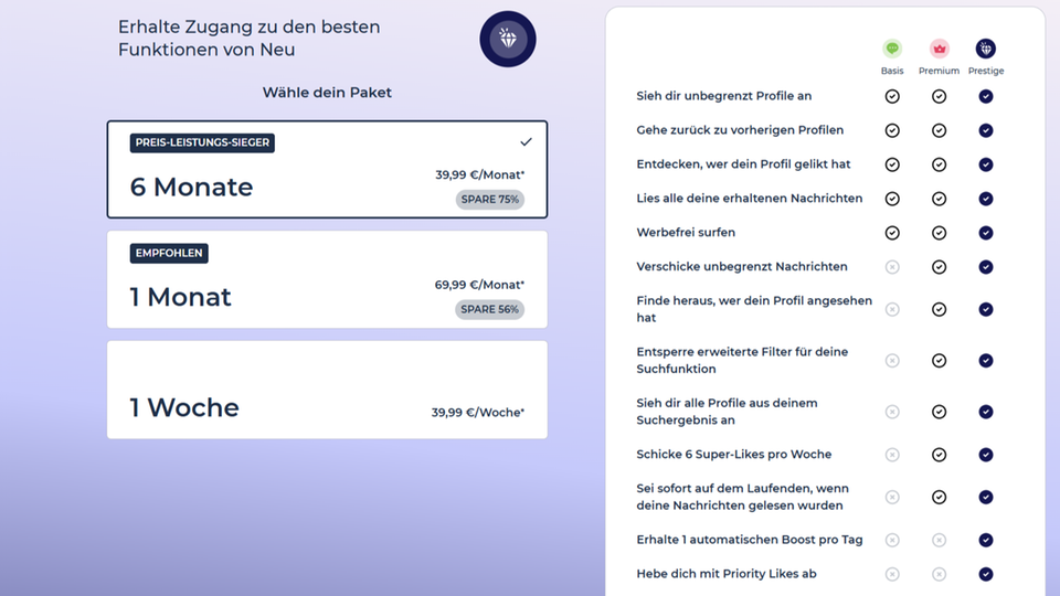 Neu.de Singlebörse: Premium-Tarife im Überblick Neu.de Singlebörse: Premium-Tarife im Überblick