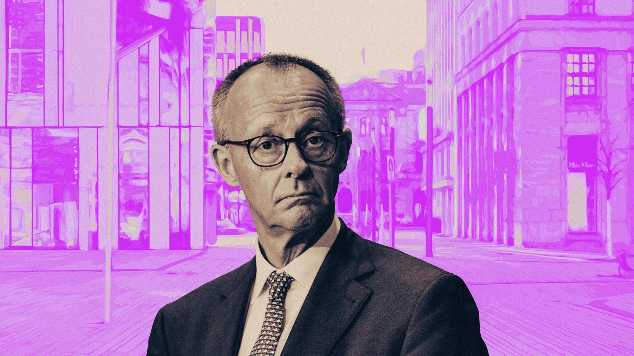 Collage: Friedrich Merz vor einer leeren Innenstadt: "Wir haben im Stadtbild immer noch dieses Problem"