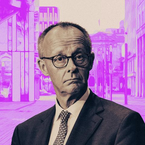 Collage: Friedrich Merz vor einer leeren Innenstadt: "Wir haben im Stadtbild immer noch dieses Problem"