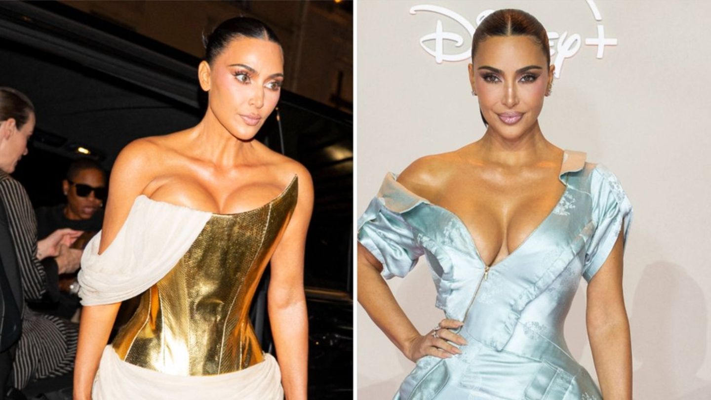 In goldener Corsage und Minirock wurde Kim Kardashian an ihrem 45. Geburtstag in Paris gesichtet. Zuvor trug sie für eine Prem