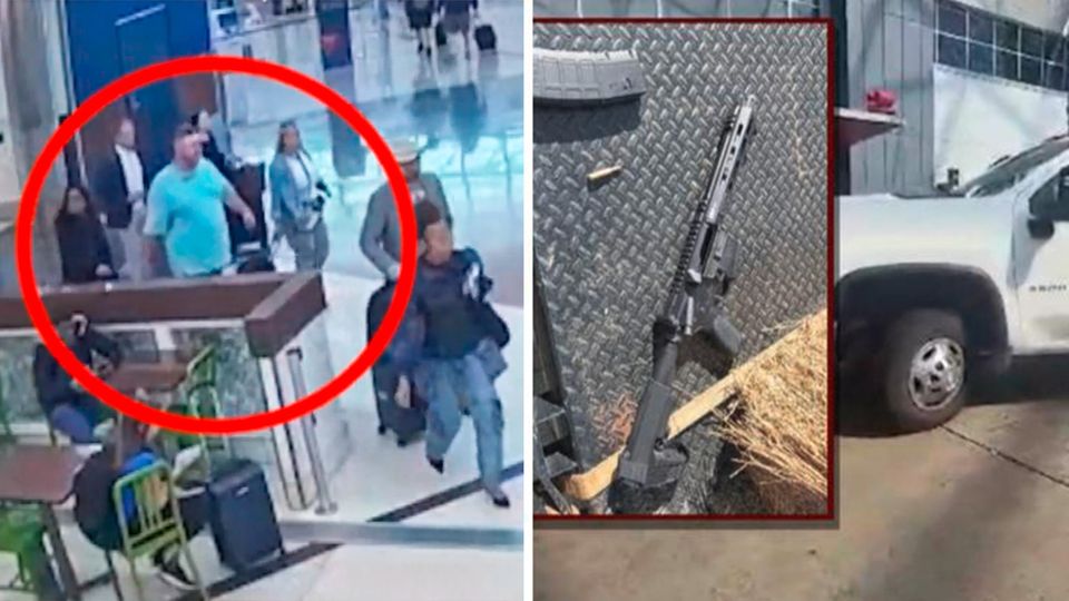 Mutmaßlicher Attentäter am Flughafen gestoppt Bodycam der Sicherheitsbeamten zeigt, wie Billy Cagle (42) festgenommen wird und Cagles Waffe