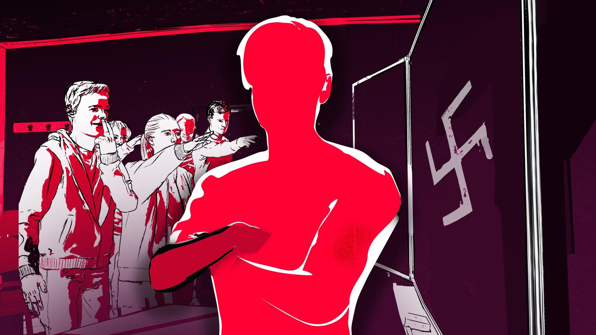 Ein Schattenriss einer männlichen Person in einem Klassenzimmer, Undercover-Reporter Ein Schattenriss einer männlichen Person in einem Klassenzimmer, Undercover-Reporter