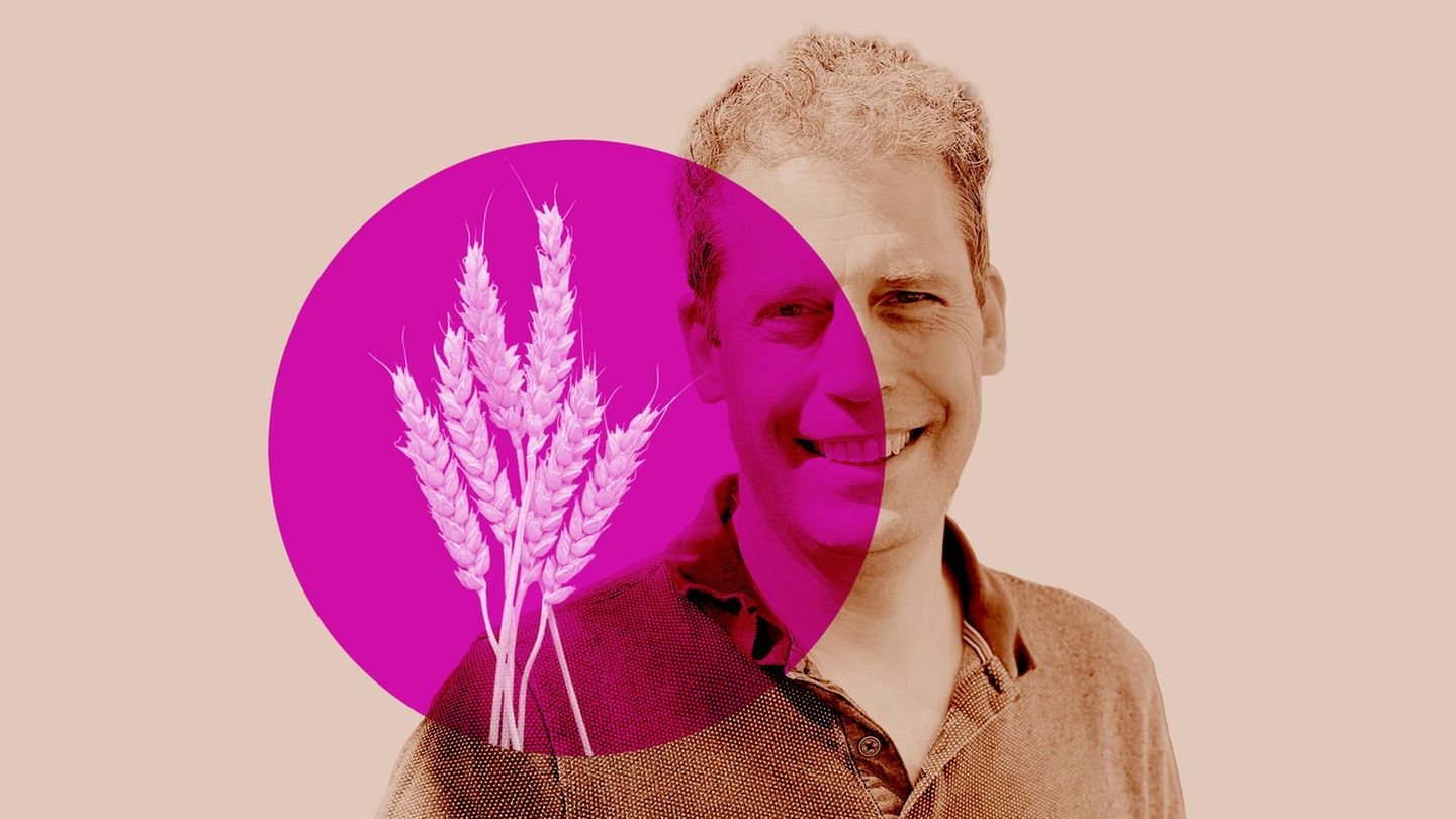 Montage zeigt Dr. med. Robert Keilmann mit Weizenähren hervorgehoben in einem farbigen Kreis