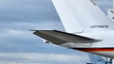 Endteil vom Regierungsflieger mit der Aufschrift ,,Luftwaffe'' Endteil vom Regierungsflieger mit der Aufschrift ,,Luftwaffe''