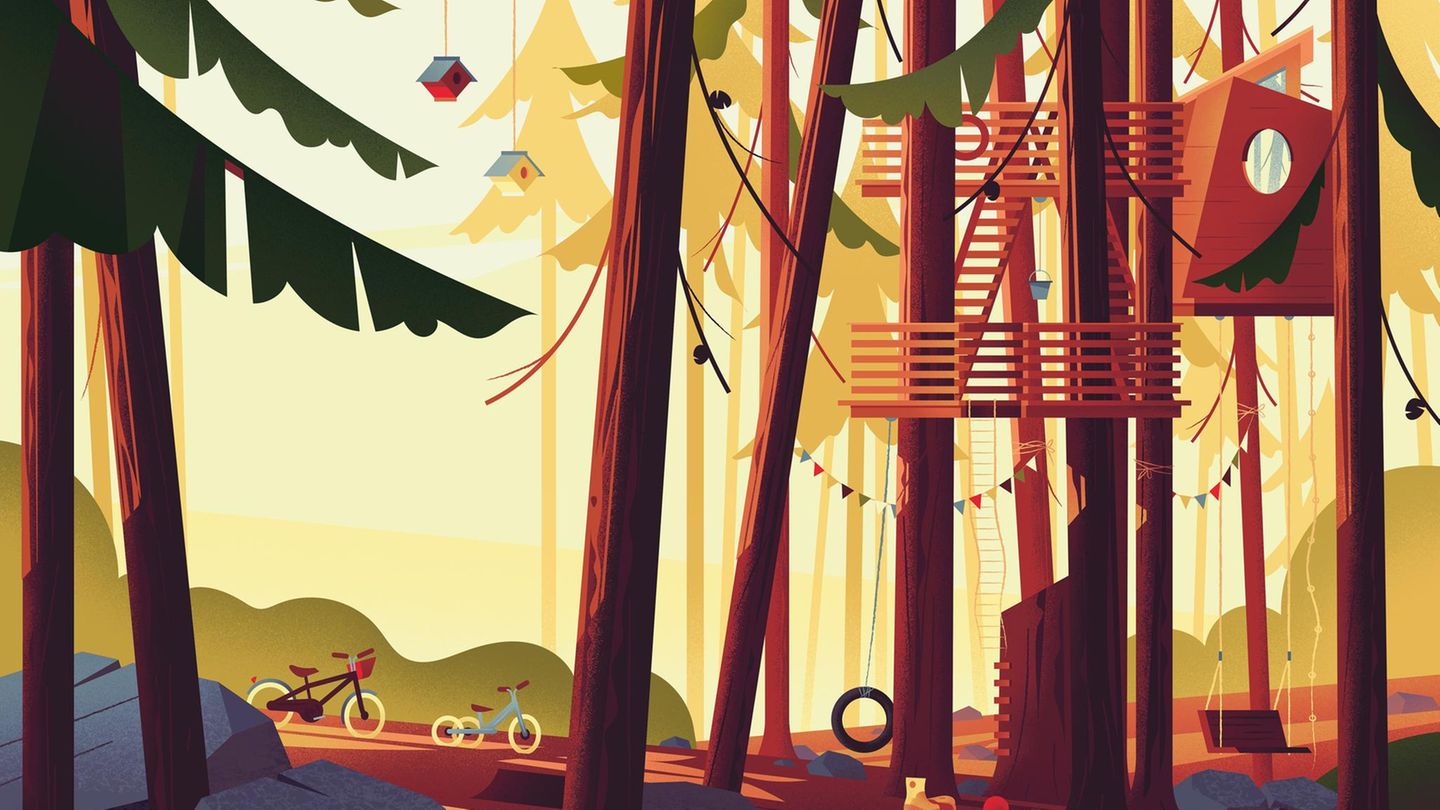 Illustration eines Baumhauses