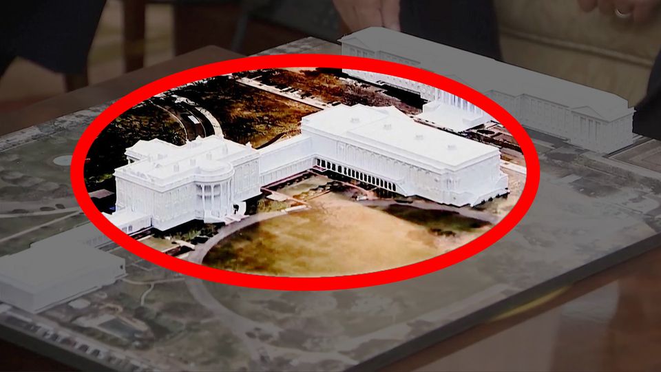 Trump zeigt Modell – so soll das neue Weiße Haus aussehen Trump zeigt Modell – so soll das neue Weiße Haus aussehen