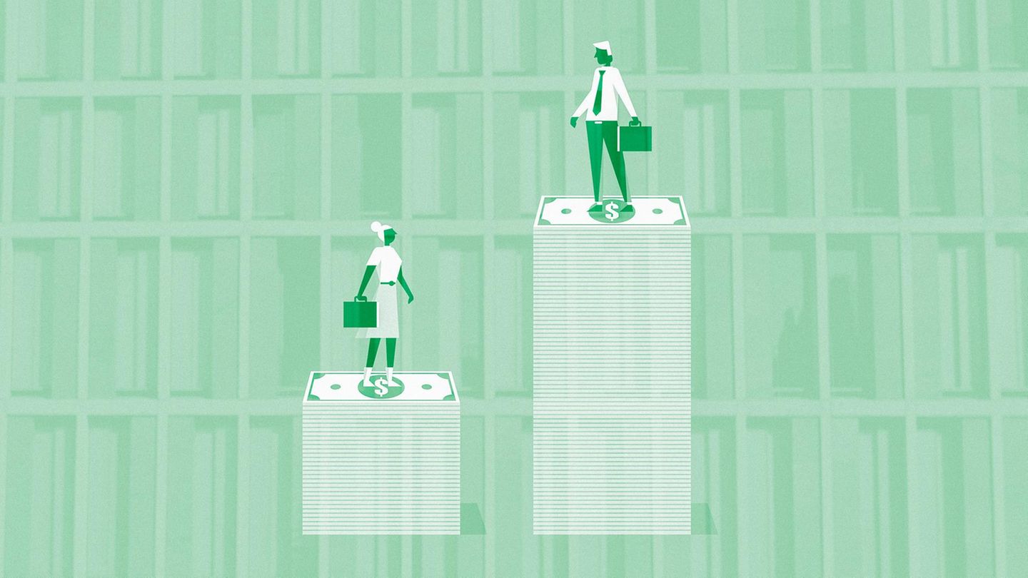 Gehaltsunterschiede zwischen Frauen und Männer, illustriert Gehaltsunterschiede zwischen Frauen und Männer, illustriert