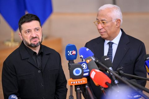 Selenskyj (links) und Costa am Donnerstag in Brüssel