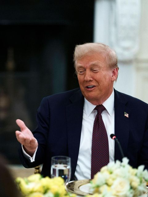 Anfang September hatte Donald Trump die Vorstandsvorsitzenden der wichtigsten Tech-Unternehmen in den USA ins Weiße Haus eingeladen. Hier unterhält er sich mit Meta-Chef Mark Zuckerberg
