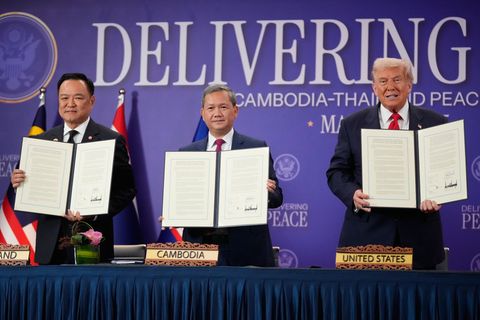 Trump hat Thailand und Kambodscha zu dem Friedensabkommen gedrängt. Foto: Mark Schiefelbein/AP/dpa
