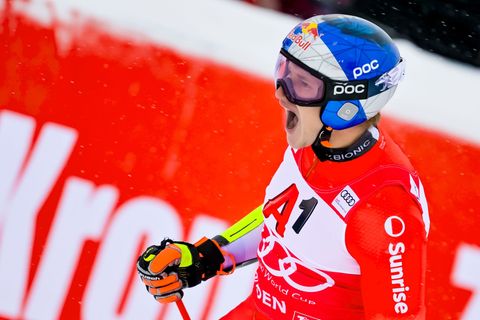 Feierte in Sölden seinen 46. Weltcup-Sieg: Marco Odermatt. Foto: Gian Ehrenzeller/KEYSTONE/dpa