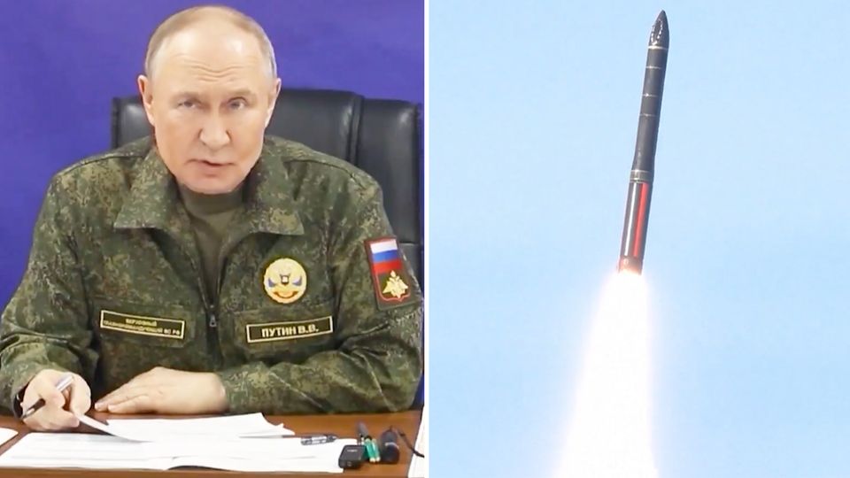 Putin in Flecktarn lobt neue atomfähige Rakete Putin in Flecktarn lobt neue atomfähige Rakete