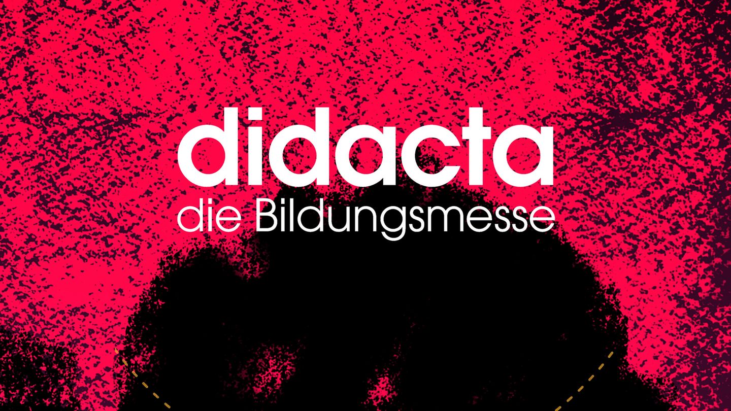 Das Logo der Didacta Bildungsmesse auf rotem Grund, AfD