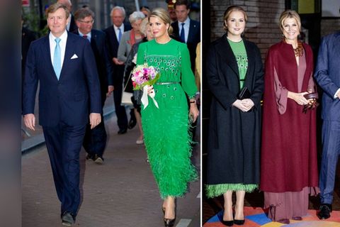 Im selben Kleid: Königin Máxima im Jahr 2014 (l.) und ihre älteste Tochter, Kronprinzessin Amalia. Im selben Kleid: Königin Máxima im Jahr 2014 (l.) und ihre älteste Tochter, Kronprinzessin Amalia.
