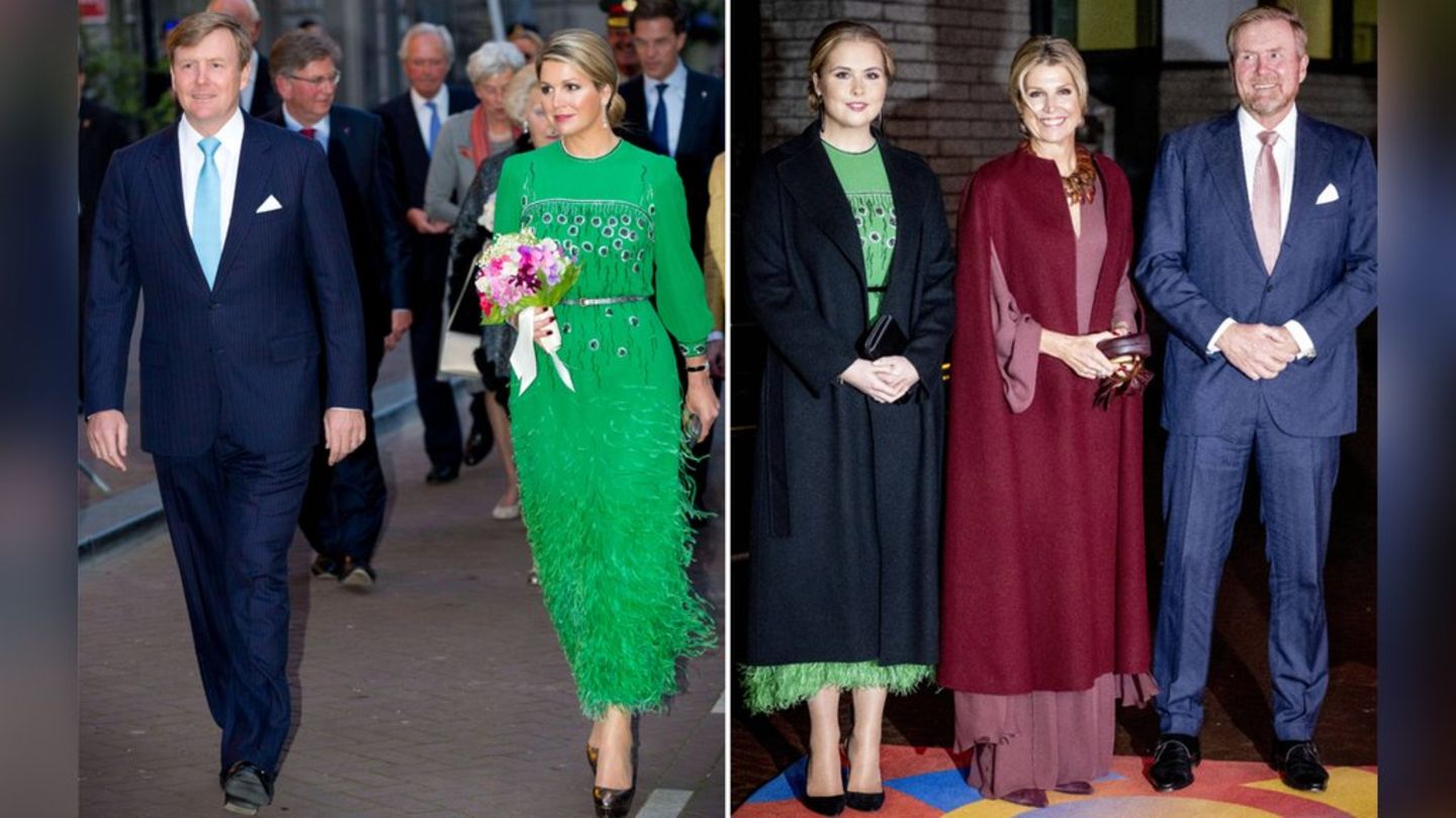 Im selben Kleid: Königin Máxima im Jahr 2014 (l.) und ihre älteste Tochter, Kronprinzessin Amalia. Im selben Kleid: Königin Máxima im Jahr 2014 (l.) und ihre älteste Tochter, Kronprinzessin Amalia.