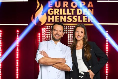 "Europa grillt den Henssler" mit Steffen Henssler und Moderatorin Laura Wontorra. "Europa grillt den Henssler" mit Steffen Henssler und Moderatorin Laura Wontorra.