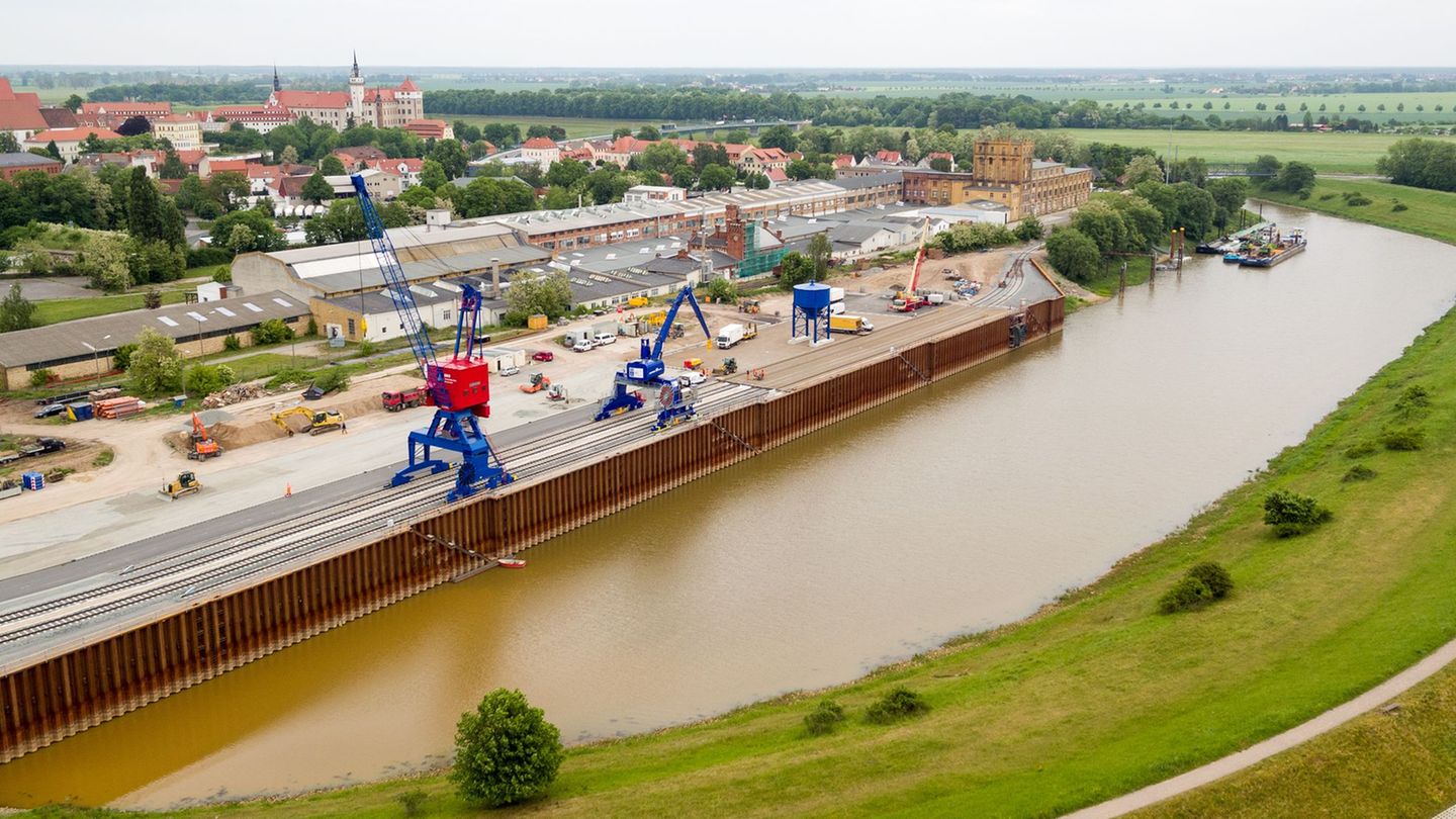 Der Hafen Torgau nach seiner Sanierung 2018. (Archivbild) Foto: Jan Woitas/dpa-Zentralbild/dpa