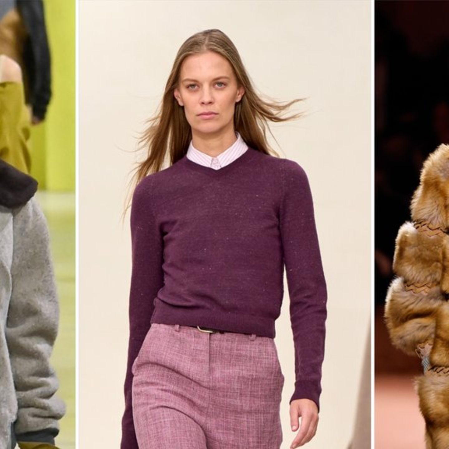 Der V-Ausschnitt-Pullover war auf den Laufstegen von Miu Miu, Calvin Klein und Fendi für die Herbst- und Winter-Kollektionen 2