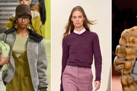Der V-Ausschnitt-Pullover war auf den Laufstegen von Miu Miu, Calvin Klein und Fendi für die Herbst- und Winter-Kollektionen 2
