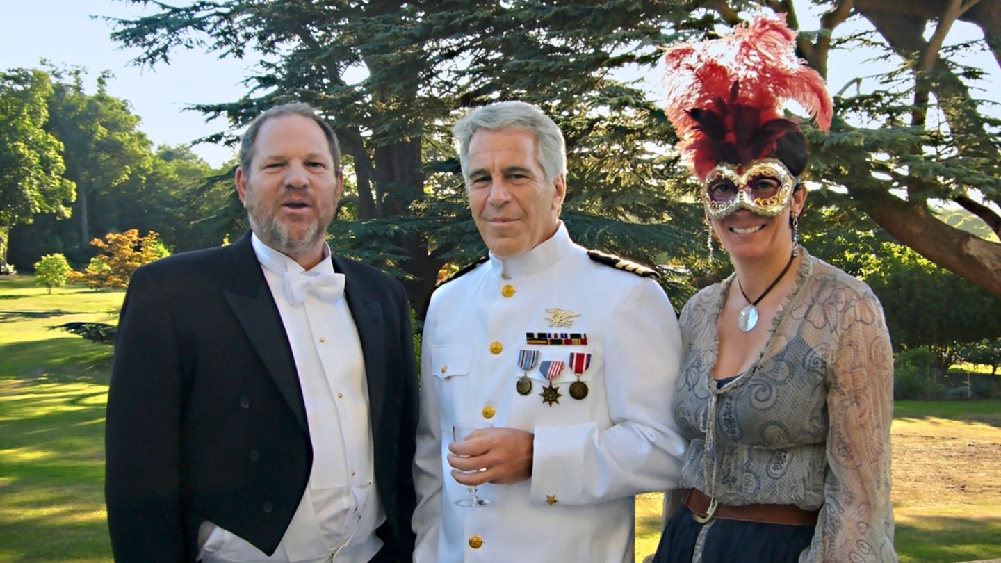 Harvey Weinstein, Jeffrey Epstein and Ghislaine Maxwell at Beatrices 18th birthday party in Windsor Castle