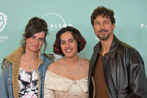 Nora Tschirna (l-r), Jerusha Wahlen und Florian David Fitz bei der Weltpremiere. Foto: Malin Wunderlich/dpa