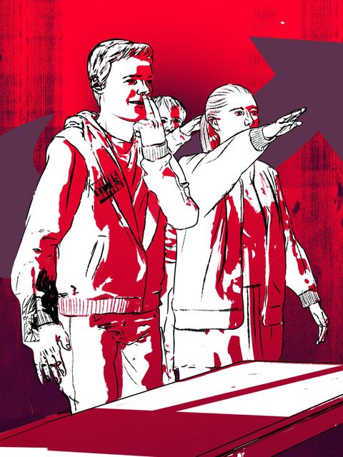 Illustration von Schülern, die einen Hitlergruß zeigen