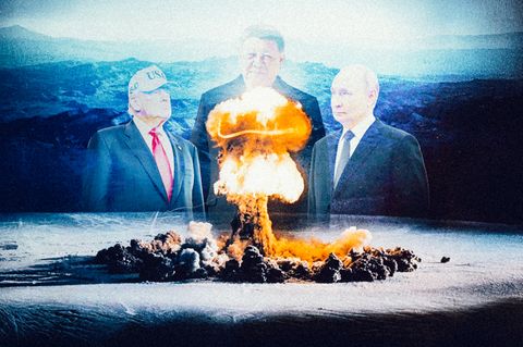 Montage: Atompilz mit Xi, Putin und Trump