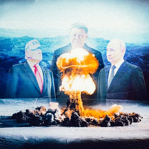 Montage: Atompilz mit Xi, Putin und Trump Montage: Atompilz mit Xi, Putin und Trump
