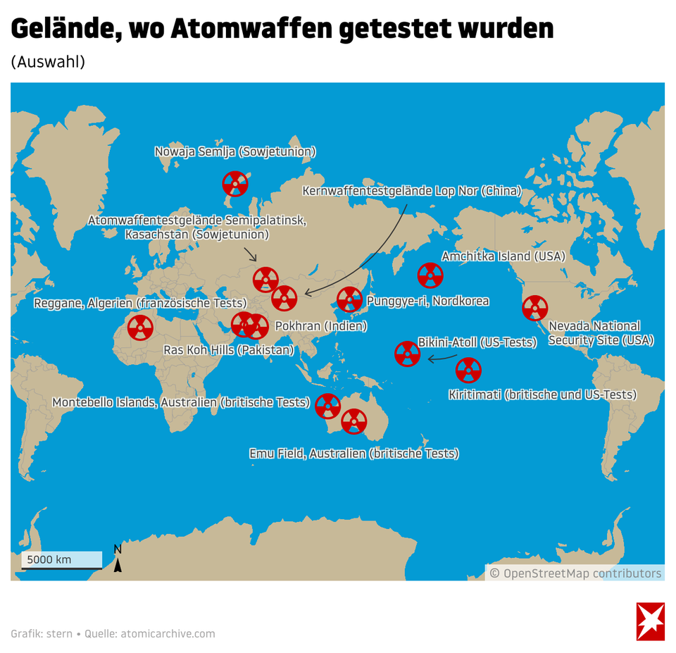 Karten und Grafiken: Wie viele Sprengköpfe die Welt hat und wo sie Atomwaffen testet Karten und Grafiken: Wie viele Sprengköpfe die Welt hat und wo sie Atomwaffen testet