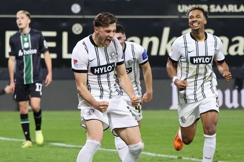 Lukas Petkov erzielt das 1:0 und war mit bester Mann auf dem Platz. Foto: Sebastian Bach/Fußball-News Saarland/dpa