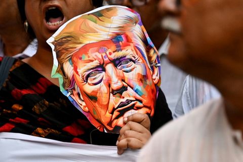 Demonstration gegen Trump-Zölle in Kalkutta im August