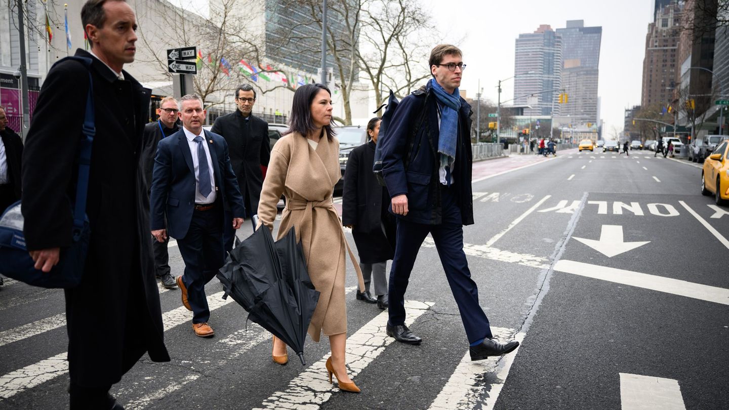 Ex-Außenministerin Baerbock - hier 2024 bei einem Besuch in New York - hat ein neues Insta-Video veröffentlicht. (Archivbild) Fo