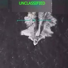 Eine Luftaufnahme des US-Militärs vor einem Angriff auf ein mutmaßliches Drogenboot von Anfang September