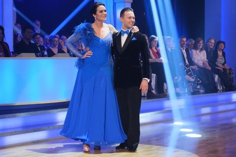 Vorm Bodybuilding: Martina Reuter und Tanzpartner Nikolaus Waltl bei der ORF-Show "Dancing Stars 2023"