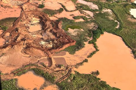 Aus der Luft sind abgeholzte Flächen im Amazonas-Gebiet zu sehen. (Archivbild) Foto: Philipp Znidar/dpa