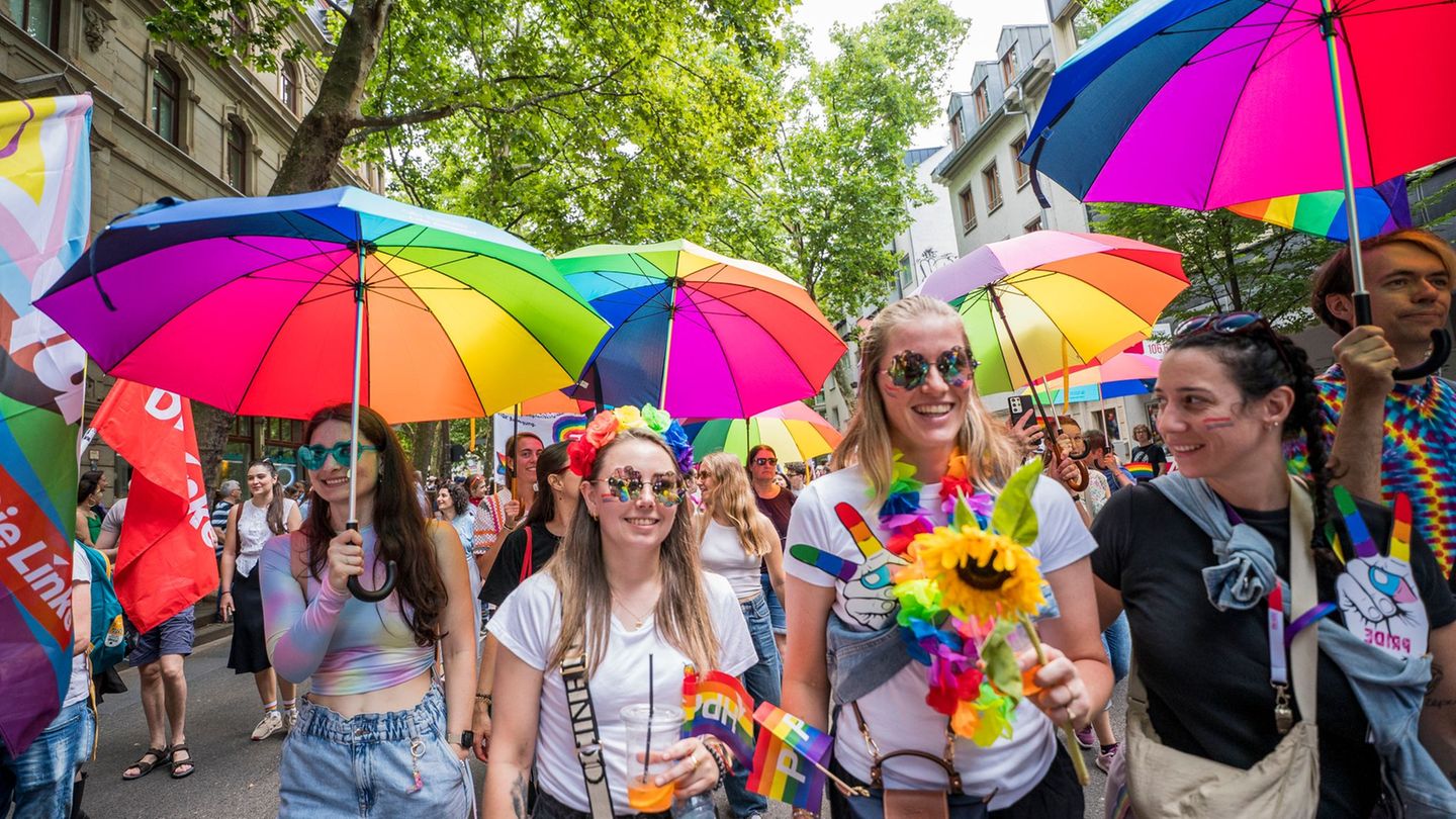 Bunt war Trumpf beim Christopher Street Day in Mainz. (Archivbild) Foto: Andreas Arnold/dpa