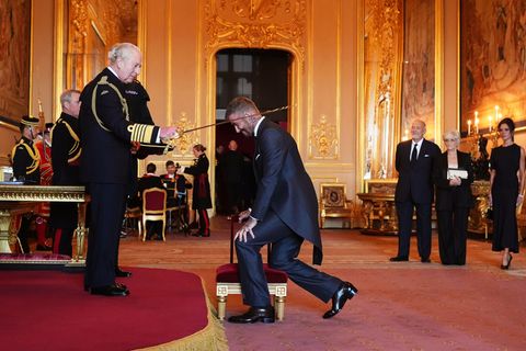 David Beckham wurde zum Ritter geschlagen. Foto: Jonathan Brady/PA via AP/dpa