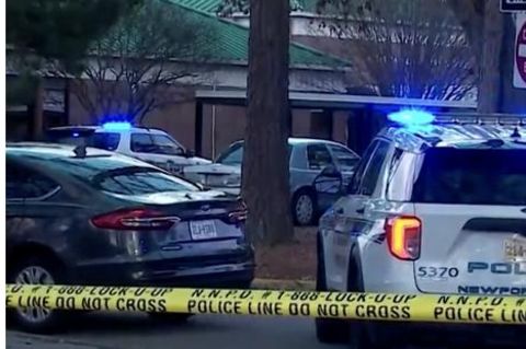 Abbie Turner vor dem Vorfall und Polizei vor der Schule im US-Bundesstaat Virginia.