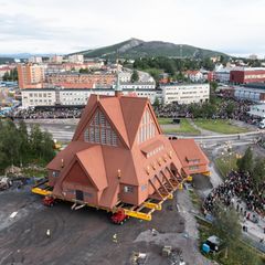 Kiruna Umsiedlung der Kirche auf einem speziellen Wagen