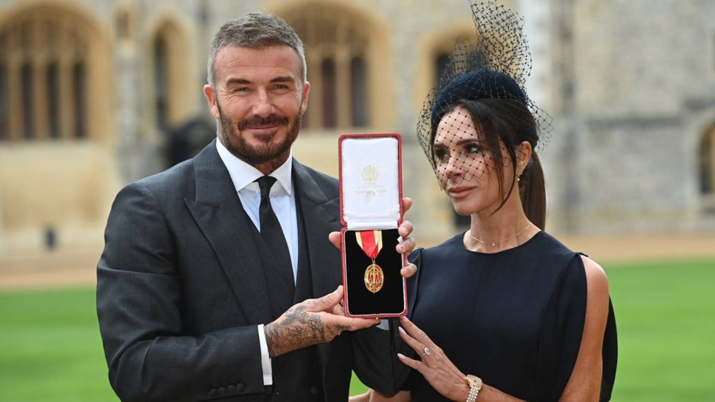 Sir David Beckham mit seiner Frau Victoria auf Schloss Windsor.