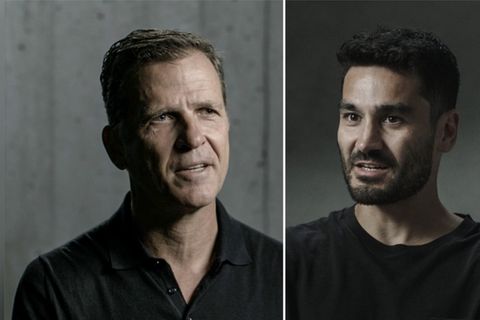 Unter anderem Ex-Teammanager Oliver Bierhoff (l.) und der ehemalige DFB-Kapitän İlkay Gündoğan kommen in der Doku "Die Nacht v