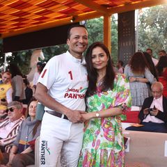 Naveen Jindal mit seiner Frau Shallu bei einem Polospiel in Jaipur