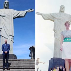 Prinz William heute, rechts Prinzessin Diana 1991 vor einem der bekanntesten Wahrzeichen Rio de Janeiros.