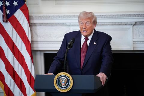 US-Präsident Donald Trump bei einer rede im Weißen Haus