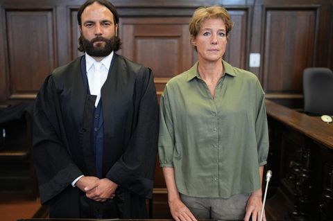Christina Block und ihr Anwalt Ingo Bott im Gerichtssaal. Foto: Marcus Brandt/dpa Pool/dpa