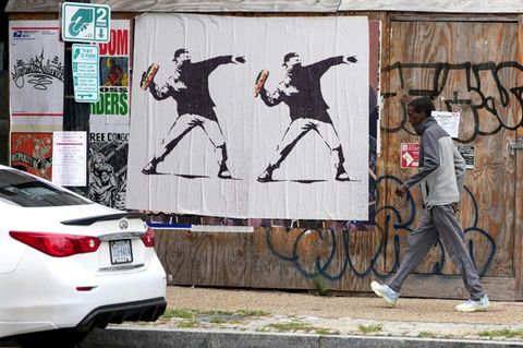 Ein Poster des Sandwich-Manns in Washington