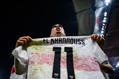 Bilal El Khannouss jubelt nach seinem Tor Foto: Tom Weller/dpa