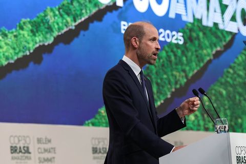 Prinz William während seiner Rede in Belém.